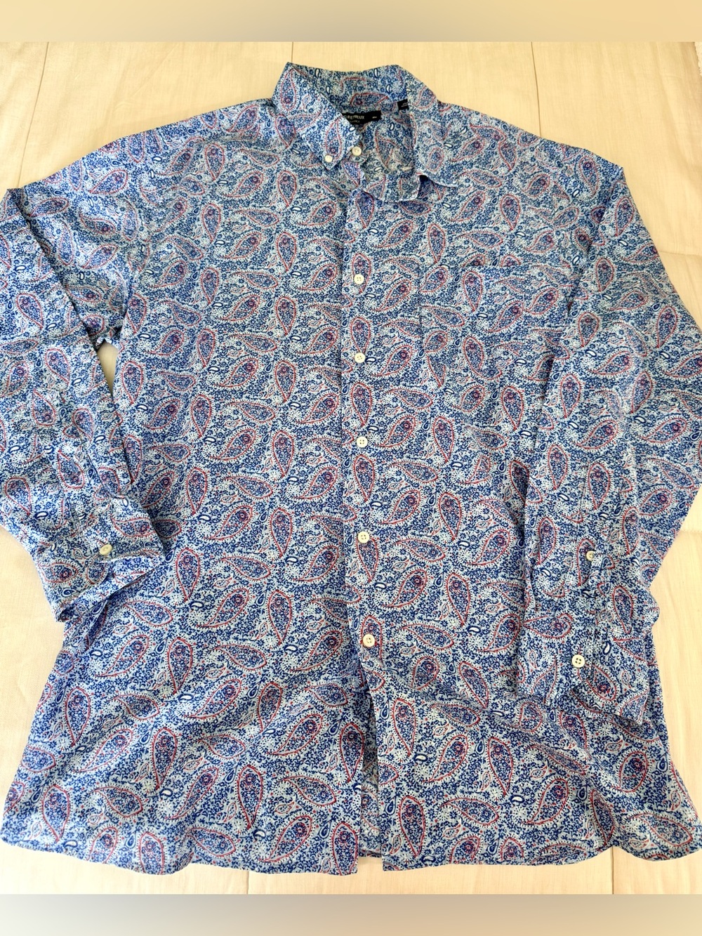 Cremieux classics men’s linen cotton blend paisley long sleeve button up shirt L